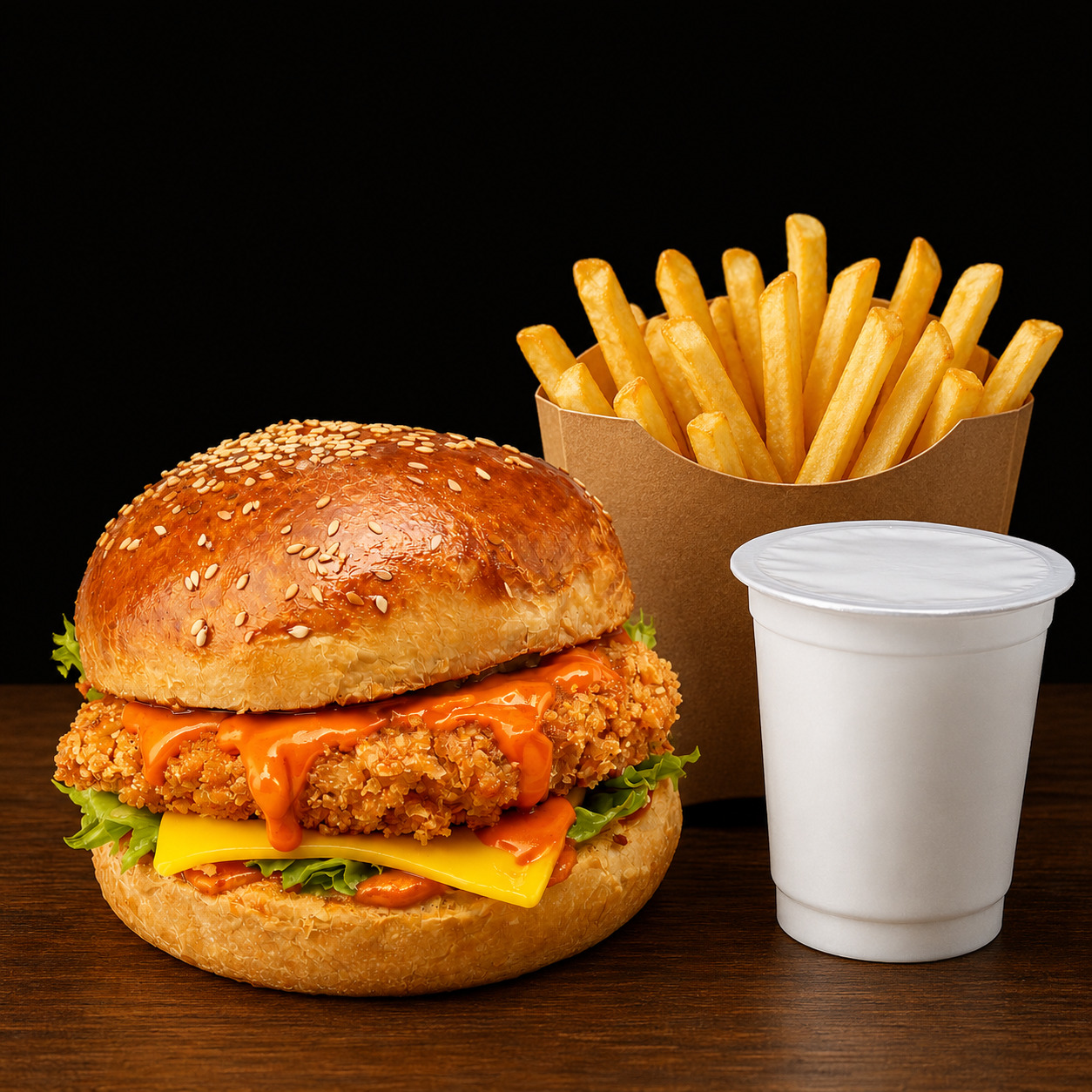 Cheddar Tavuk Burger Menü (90 Gr.)