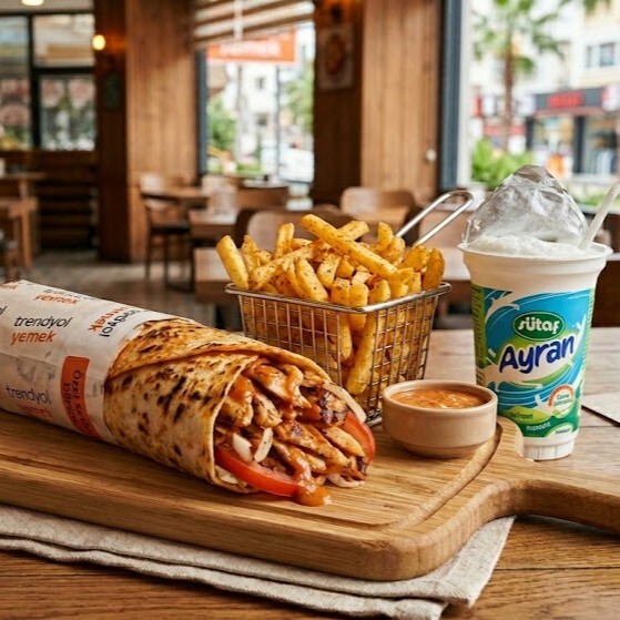 Ekonomik 100 Gr Menü (100 Gr Özel Soslu Dürüm, Patates, Ayran)