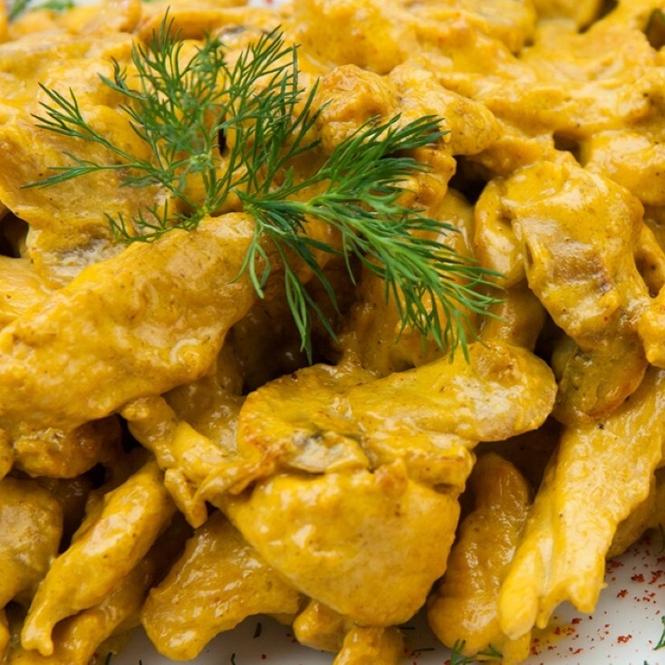 Köri Soslu Kremalı Mantarlı Tavuk Sote 250 Gram ve 300 Gram Pilav