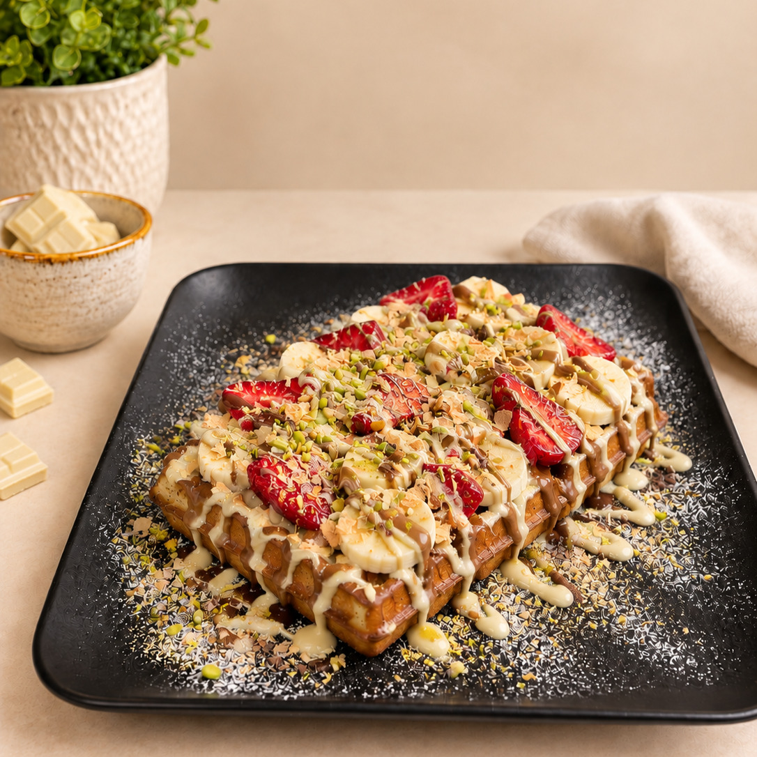 Waffle Beyaz Sütlü Çikolatalı
