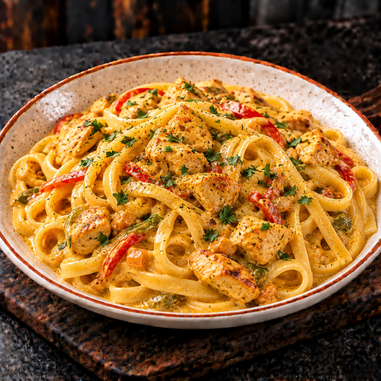 Fettuccine Curry Tavuk Krema