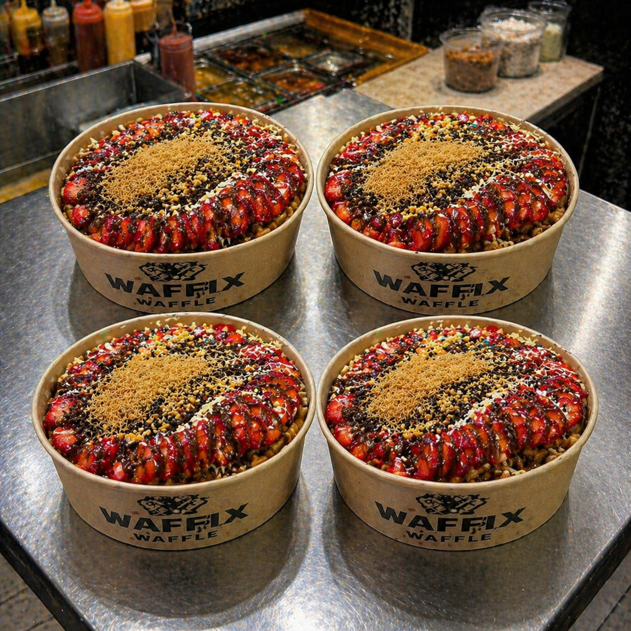 Waffix Waffle 4'lü Çilek Şöleni