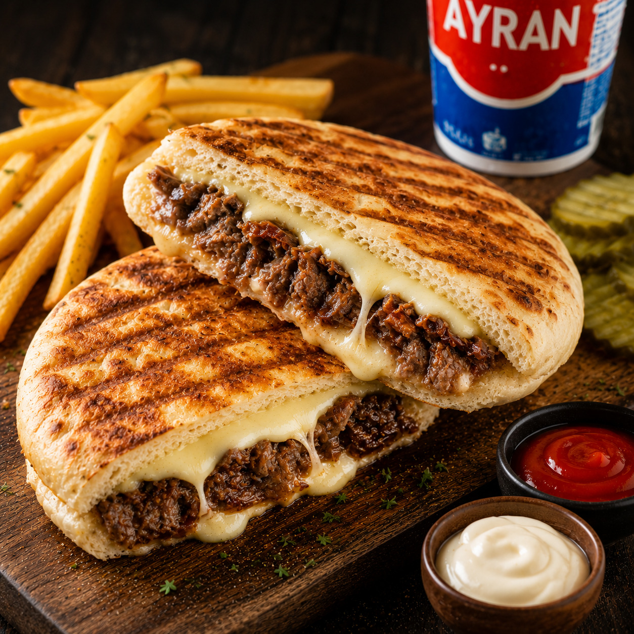 Kavurmalı Kaşarlı Bazlama Tost