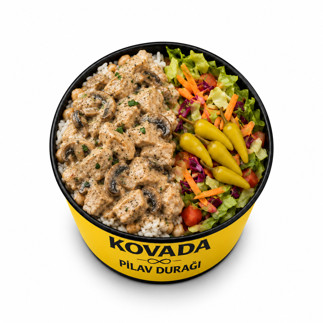 Kovada Büyük Boy Pilav Üstü Kremalı Mantarlı Tavuk