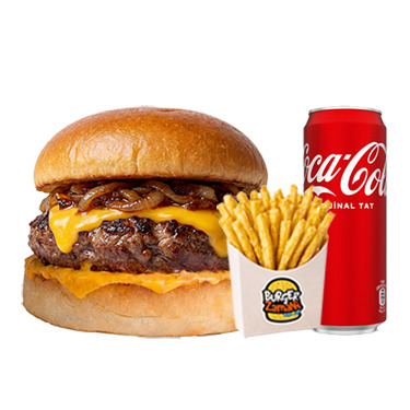 Steak Burger + Patates + Coca-Cola ( 33 Cl.)