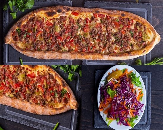 3 Porsiyon Kuşbaşılı Pide+3 Büyük Ayran+Yeşillik