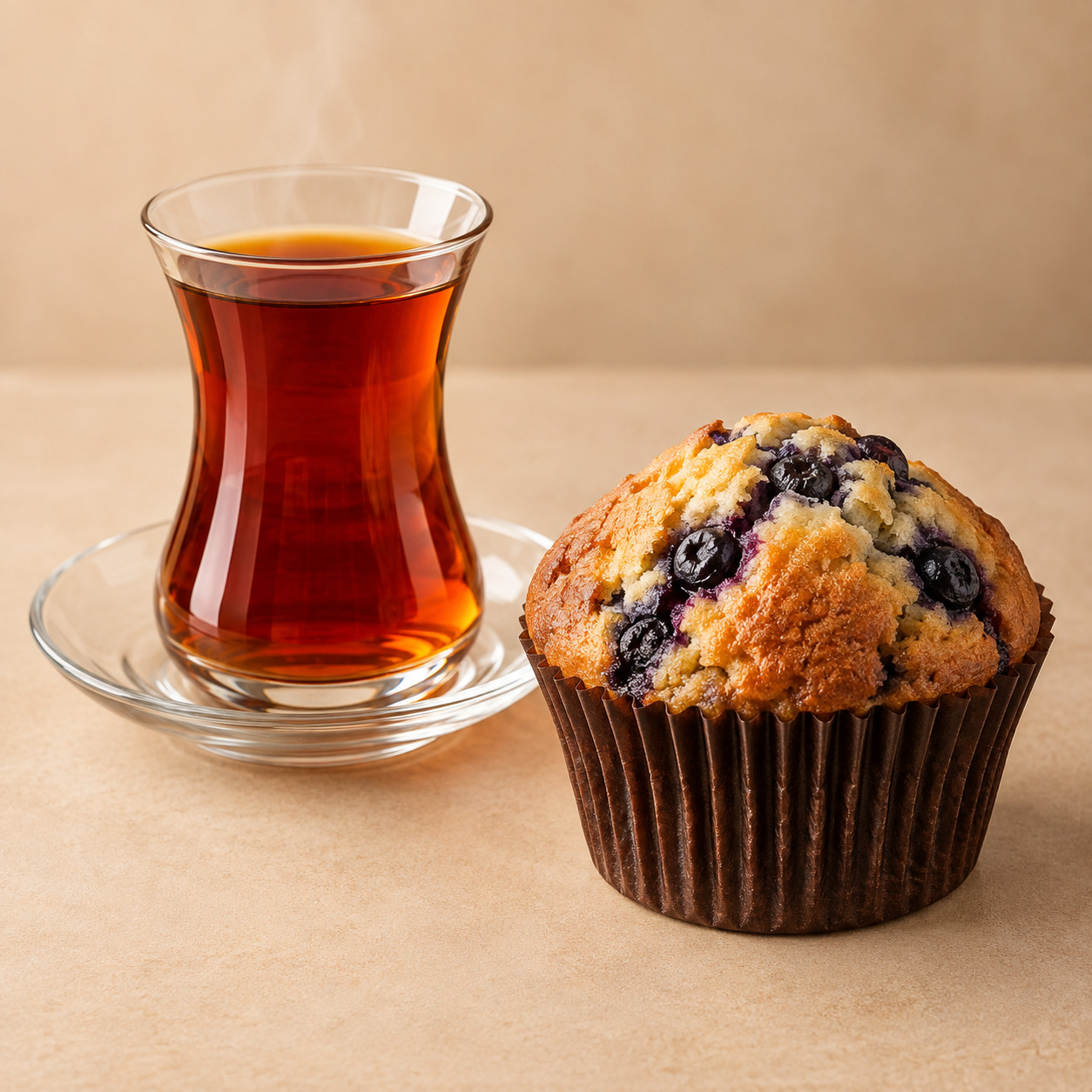 Çay ve Yaban Mersinli Muffin Menüsü