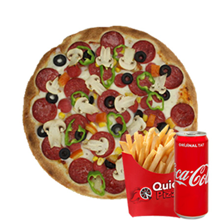 Pizza Mix Menü(küçük boy pizza+patates+kutu kola)