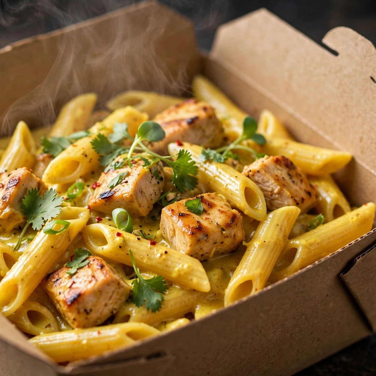 Köri Soslu Tavuklu Penne