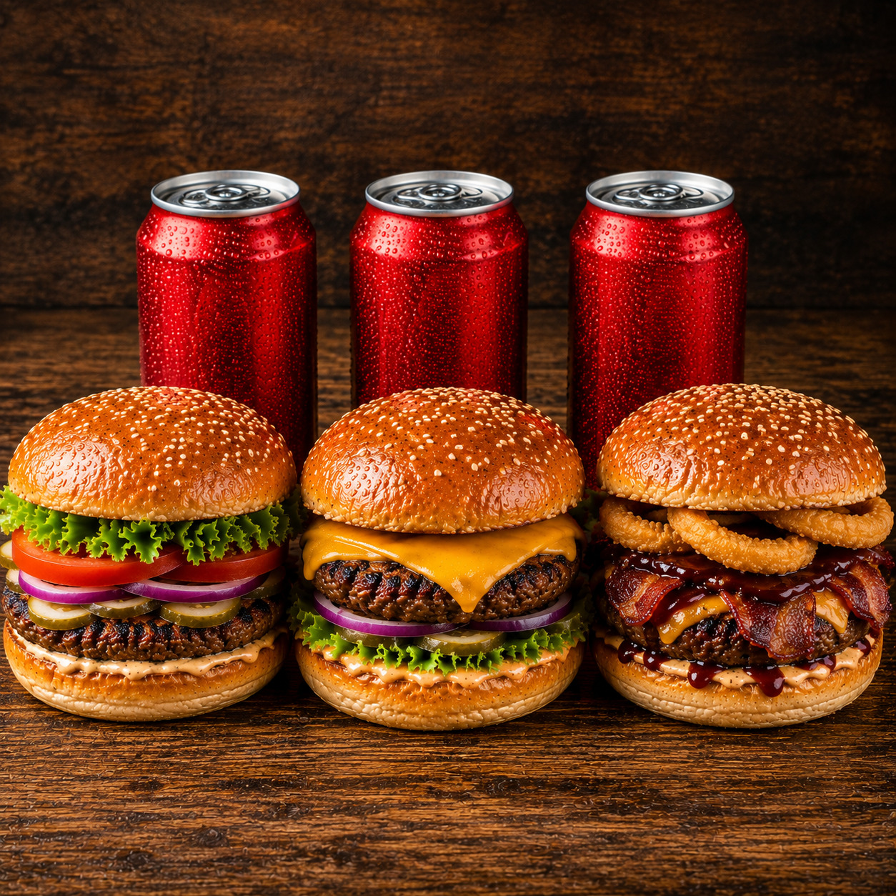 Etli 3 Burger + 3 İçecek