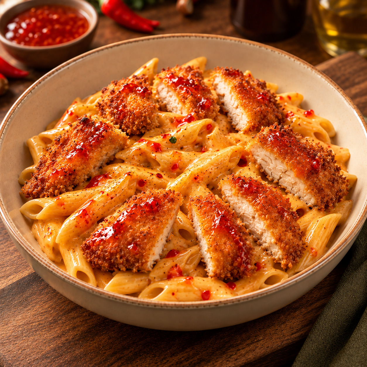Sweet Chili Soslu Çıtır Tavuklu Penne