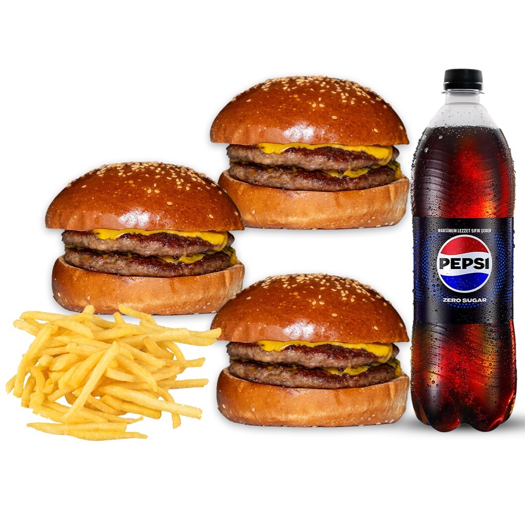 3’lü İso Double Burger Menü