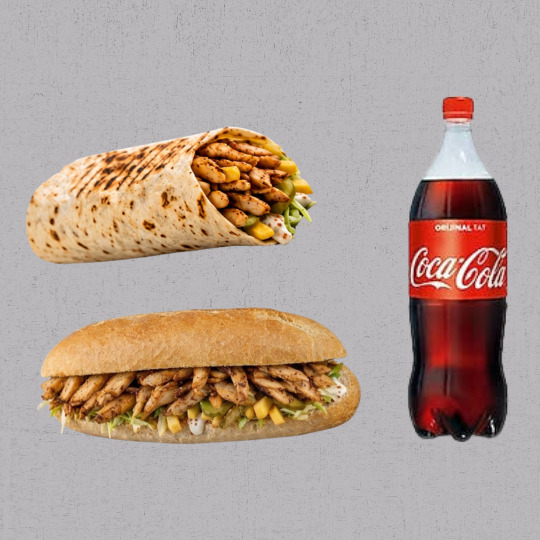 Yaprak Tavuk Sandviç (Tam Ekmek) + Yaprak Tavuk Dürüm + 1 Litrelik İçecek