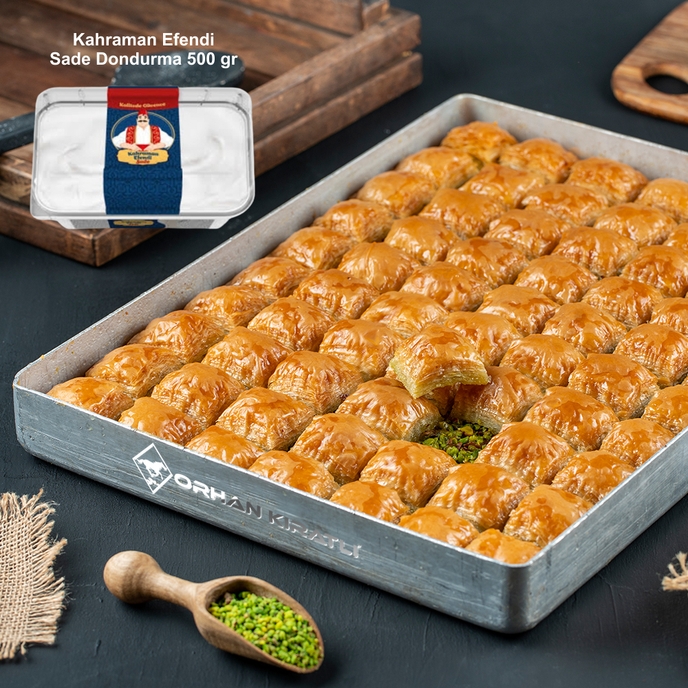 Sadeyağlı Fıstıklı Baklava (1kg) + Promosyon Dondurma (610ml)