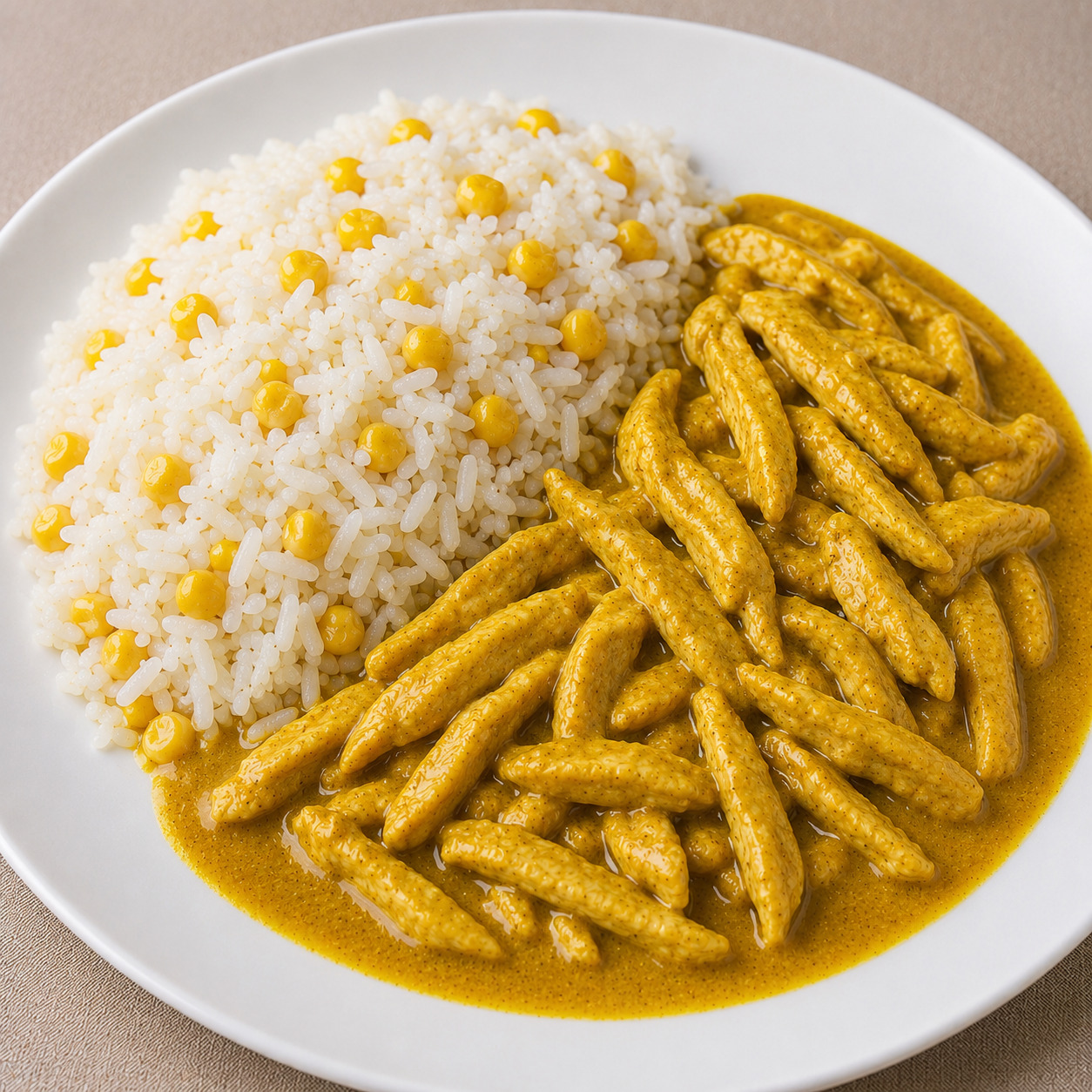 King Rice Tavuk Üstü 150 gr Köri Soslu Tavuk 250 gr Tereyağlı Pilav 50 gr Mısır