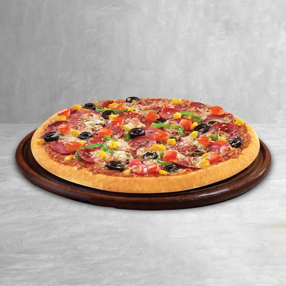 KARIŞIK PİZZA +PATATES + 330 ml Coca-cola