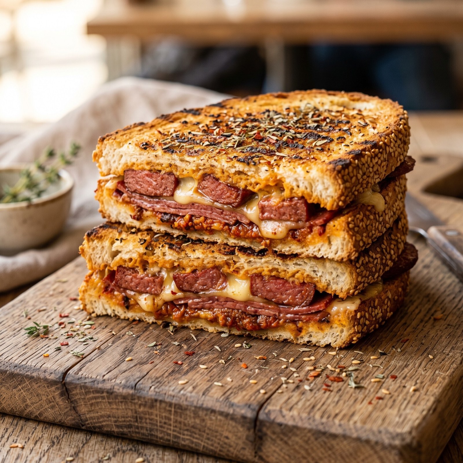 Acukalı, Sucuklu, Salamlı, Kekikli Tost