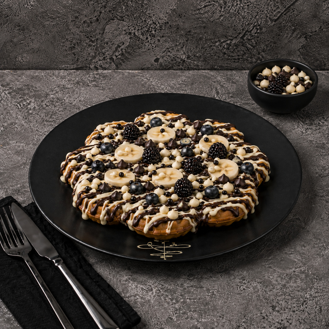 Siyah - Beyaz Waffle