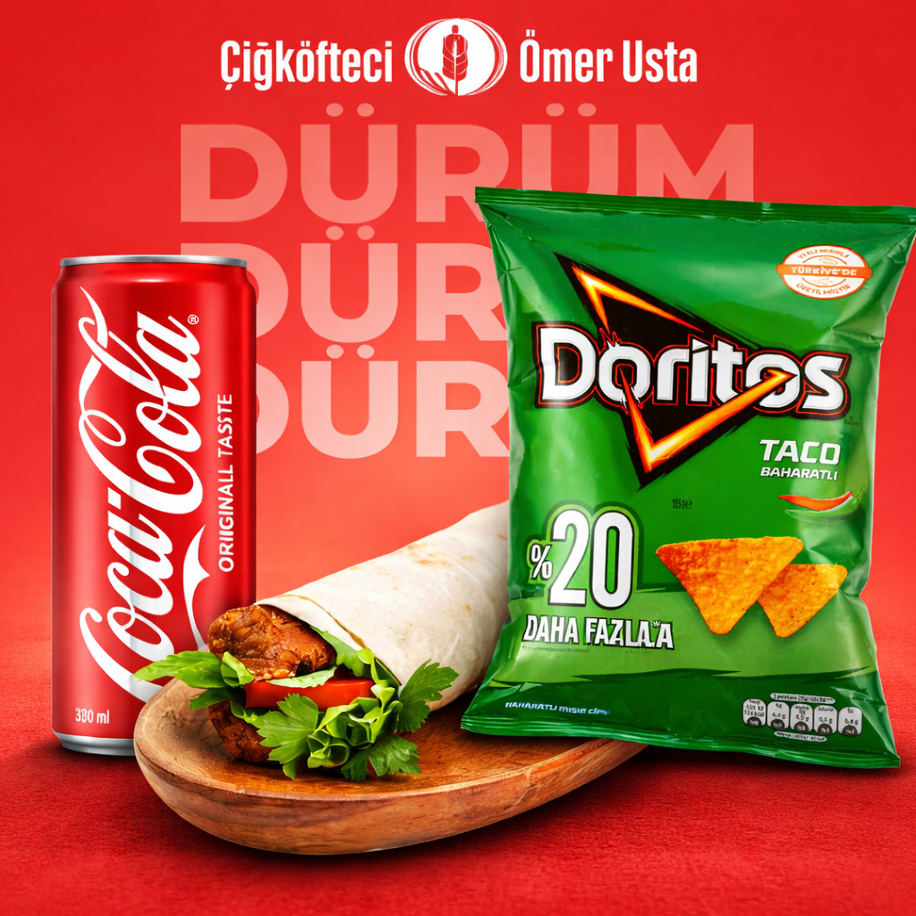 Mega Doritoslu Çiğ Köfte Dürüm + Coca Cola (330 Ml)