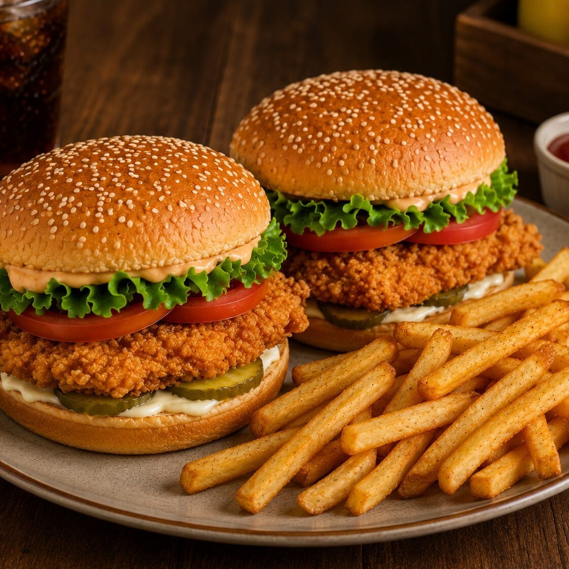 2'li Tavuk Burger Kızartma