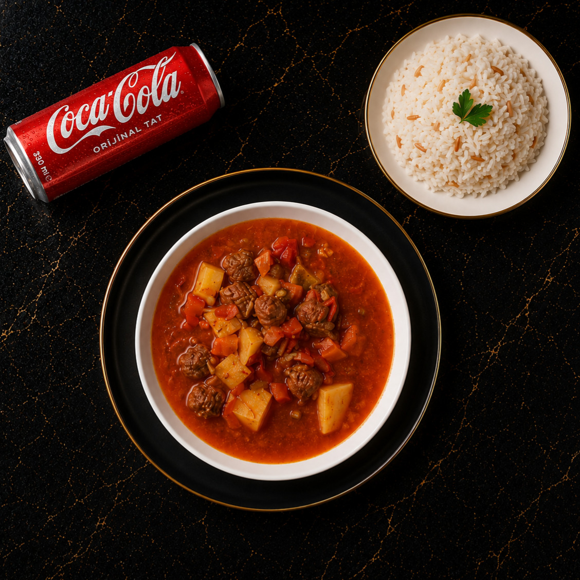 Sebzeli Misket Köfte & Pirinç Pilavı + Coca Cola (33 Ml)