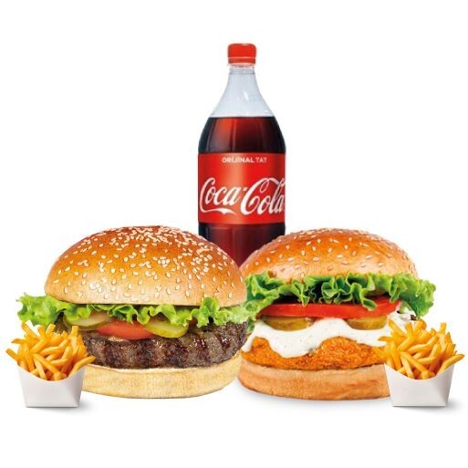 1 Et 1 Tavuk Burger Menü