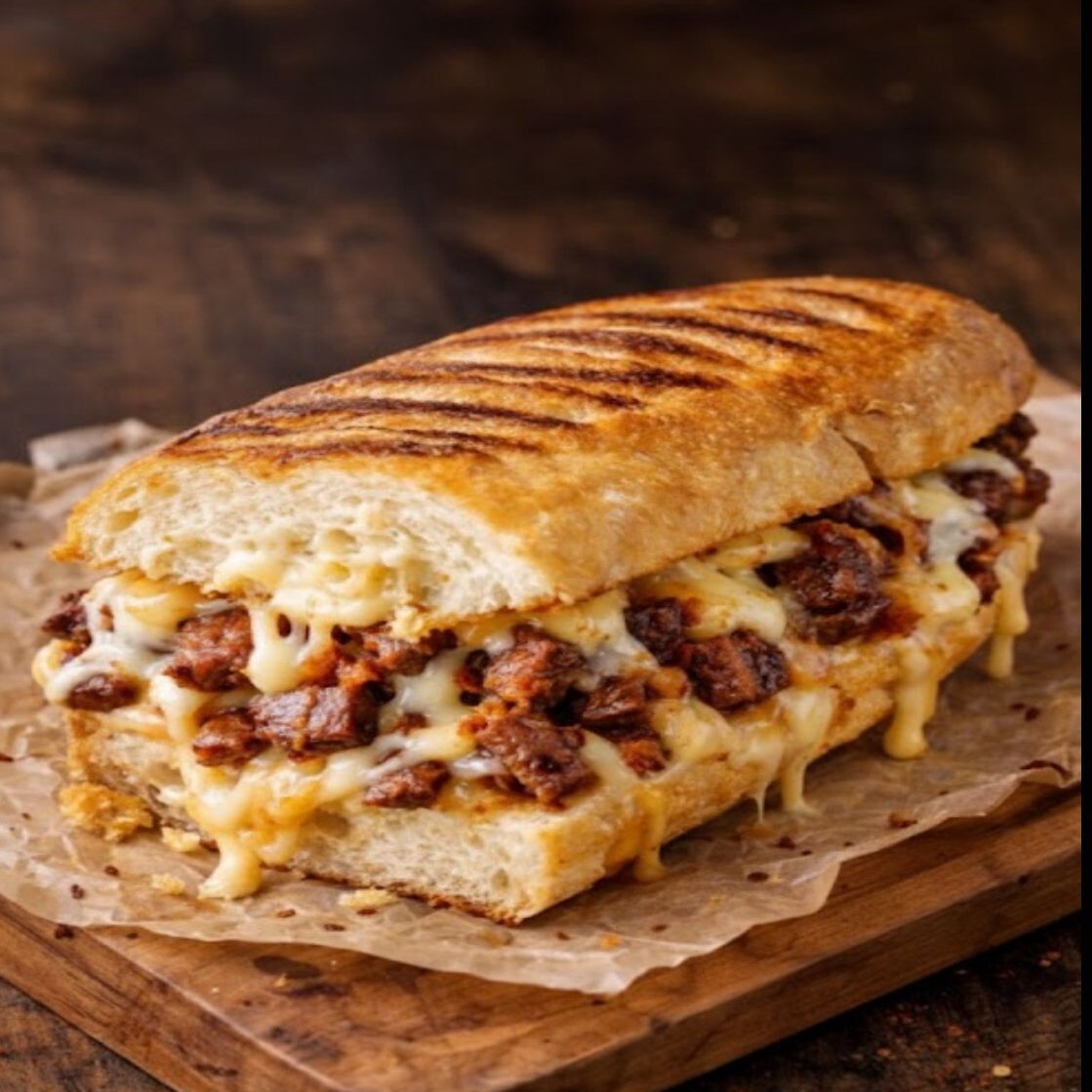 Yarım Ekmek Kavurmalı Kaşarlı Tost(Premium)