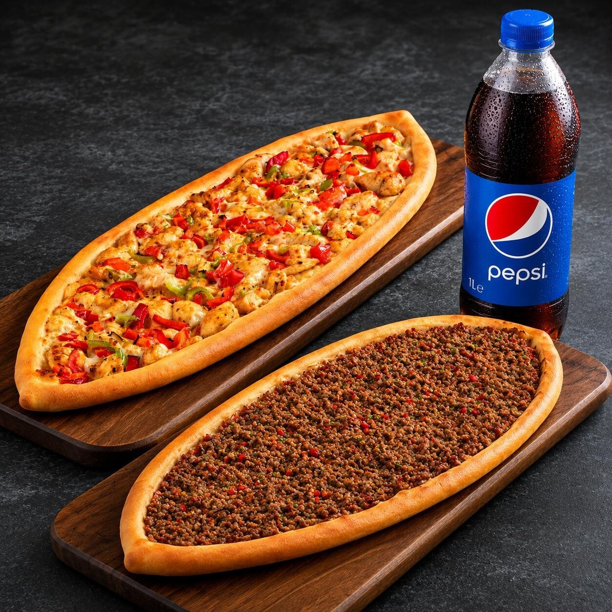 Kanka Menüsü 1 Adet Kıymalı 1 Adet Tavuklu Pide 1 Lt Kola