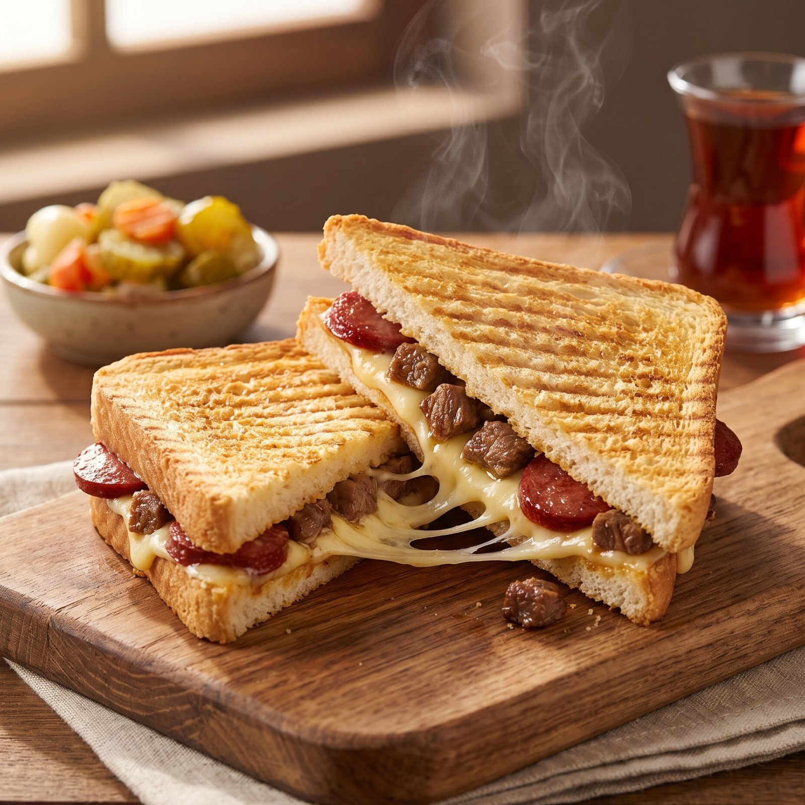 Kaşar, Sucuklu Ve Kavurmalı Tost