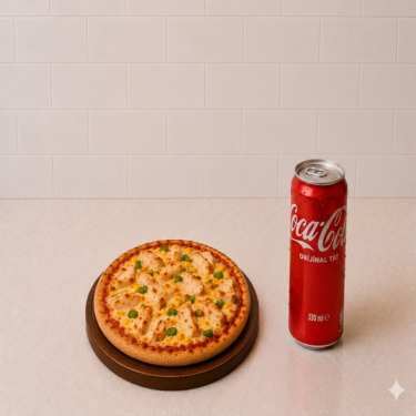 Küçük Boy Tavuklu Pizza & Kutu İçecek (330 ml)