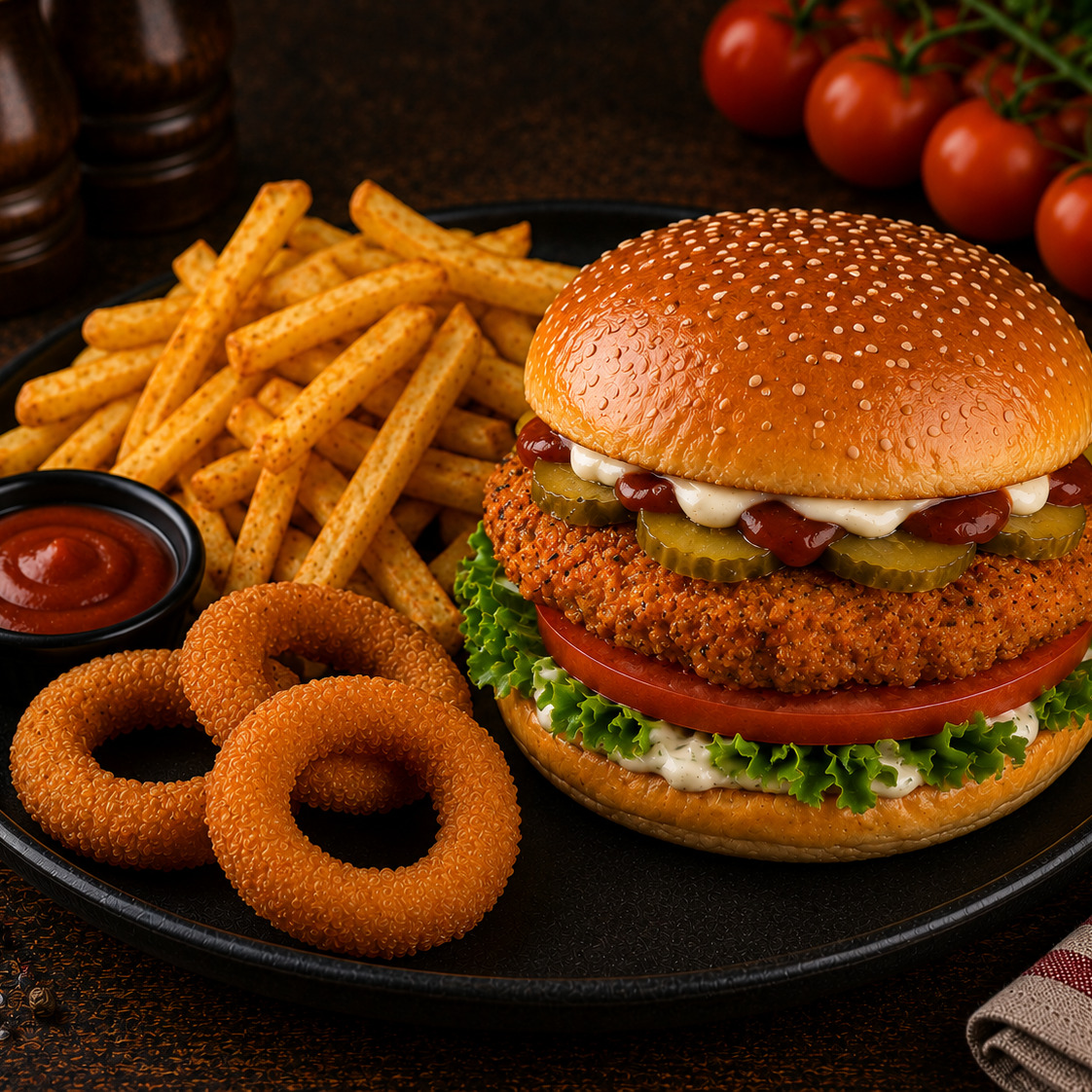 Cajun Baharatlı Tavuk Burger