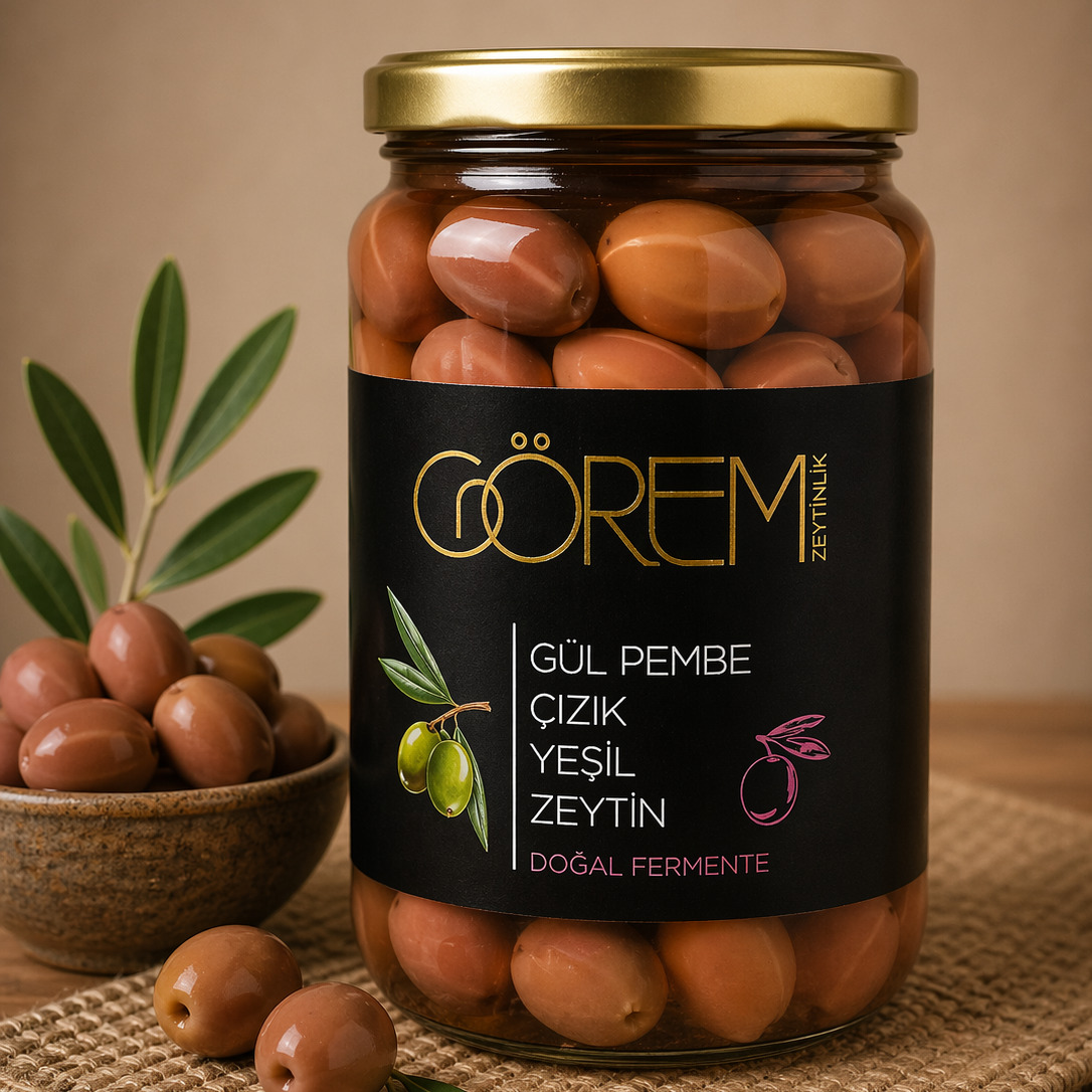 Yeşil Gül Pembe Edremit Çizik Zeytin 400G