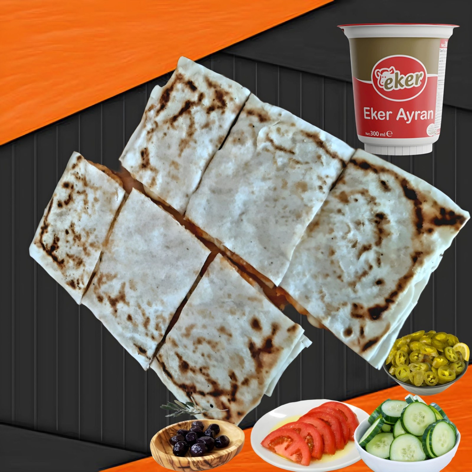 Patatesli Kaşarlı Gözleme & Ayran Menü