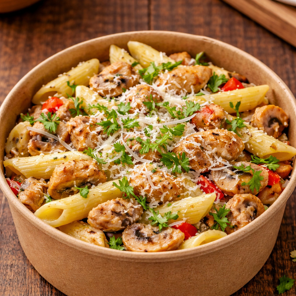 Mantarlı Biberli Penne