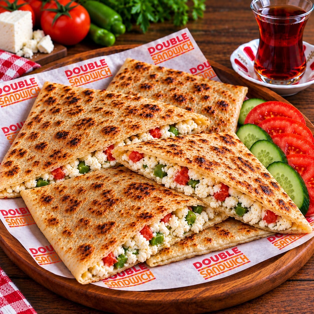Domatesli Biberli Peynirli Gözleme