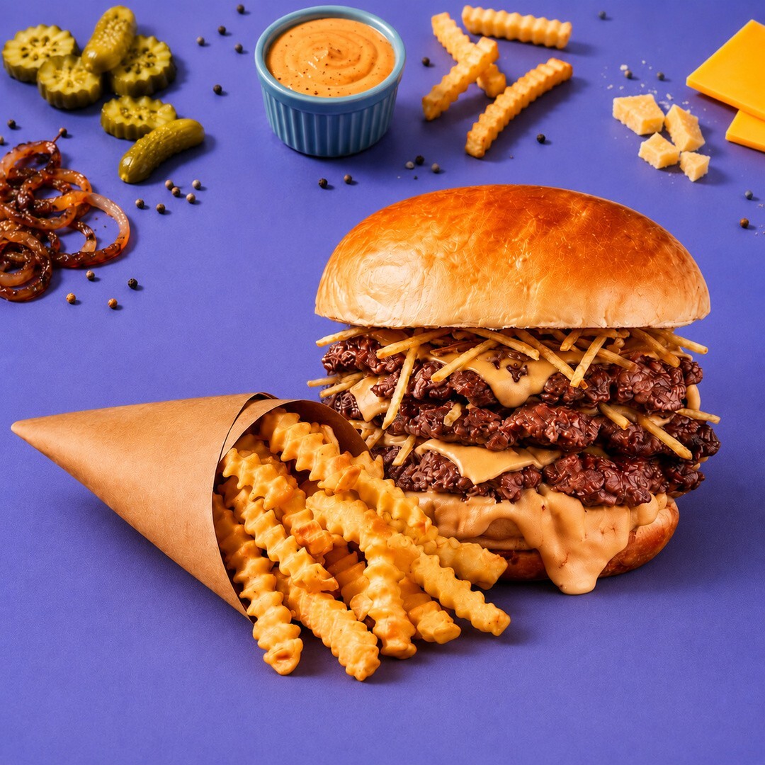Triple Smash Burger & Tırtıklı Patates