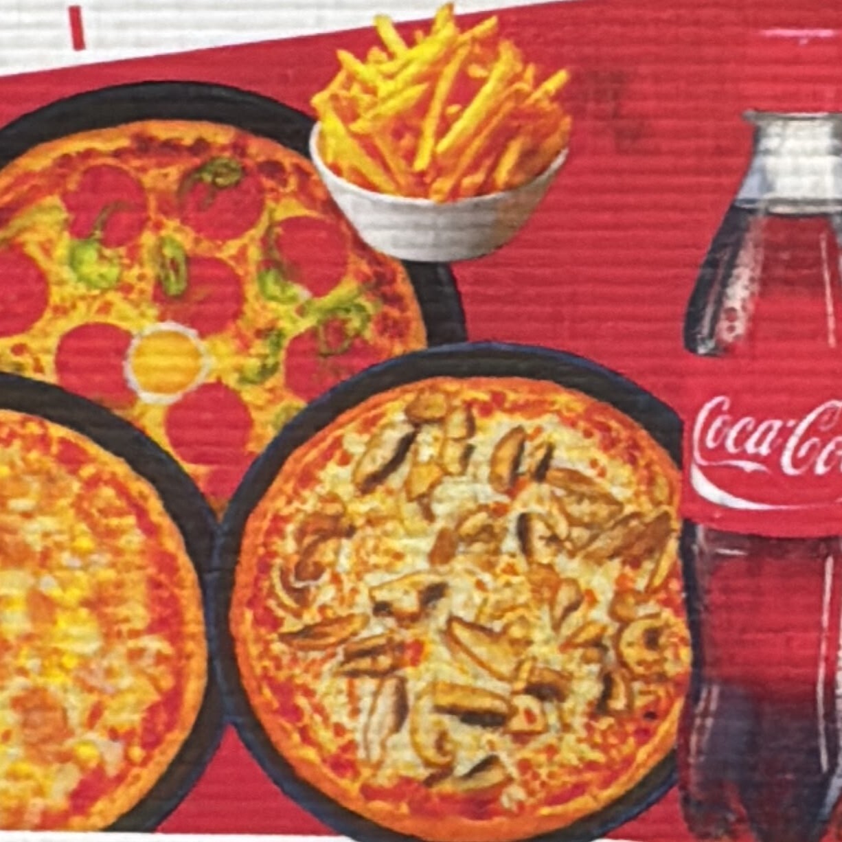 3 büyük boy pizza 1 lt içecek