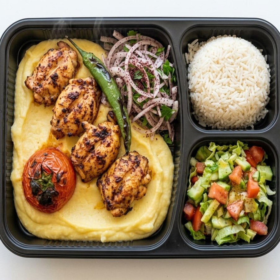 Püreli Tavuk İncik & Pilav & Salata