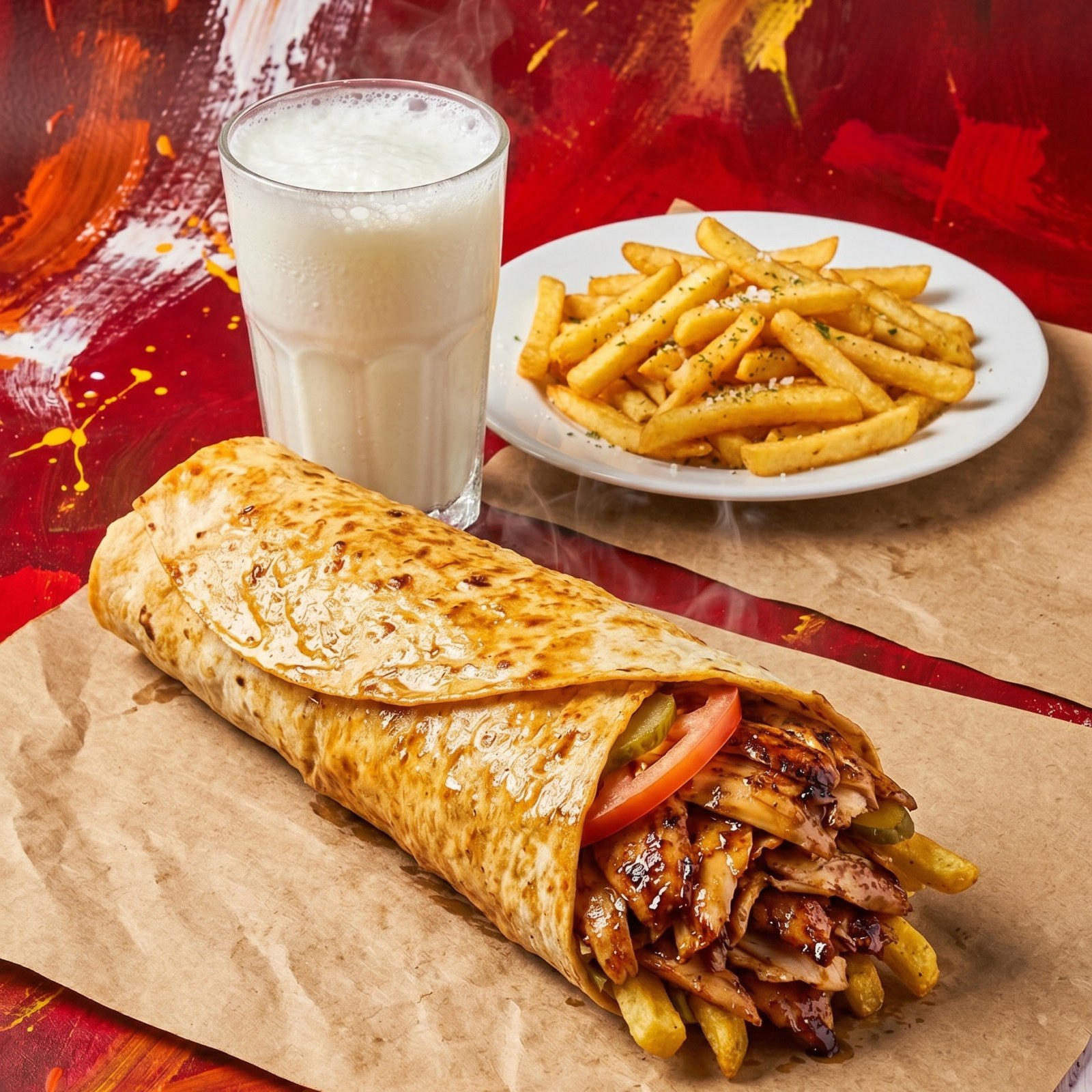 Menü - (75 gr Küçük Dürüm + 100 gr Patates + Ayran 170ml)