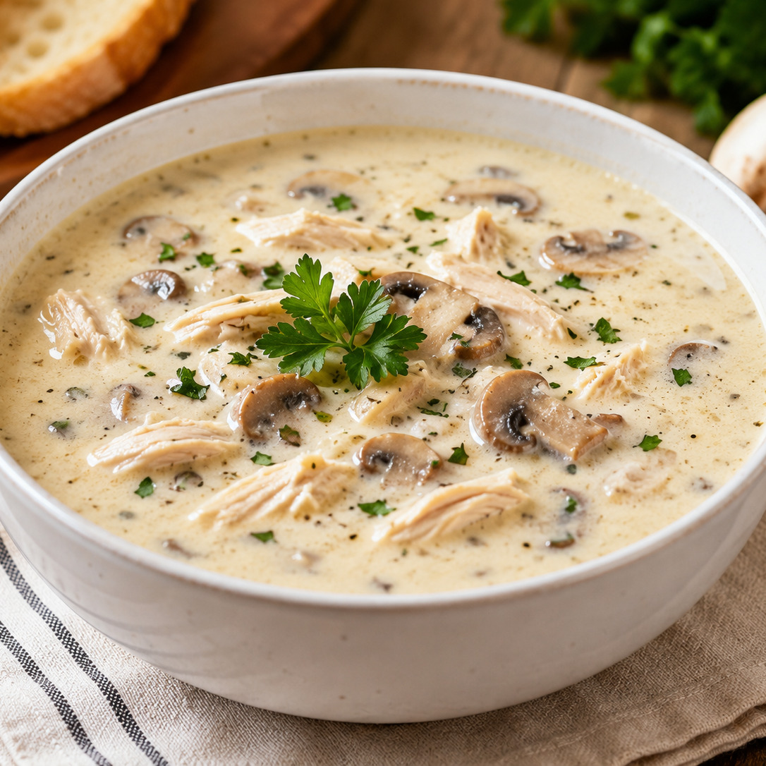 Kremalı Mantarlı Tavuk Çorbası