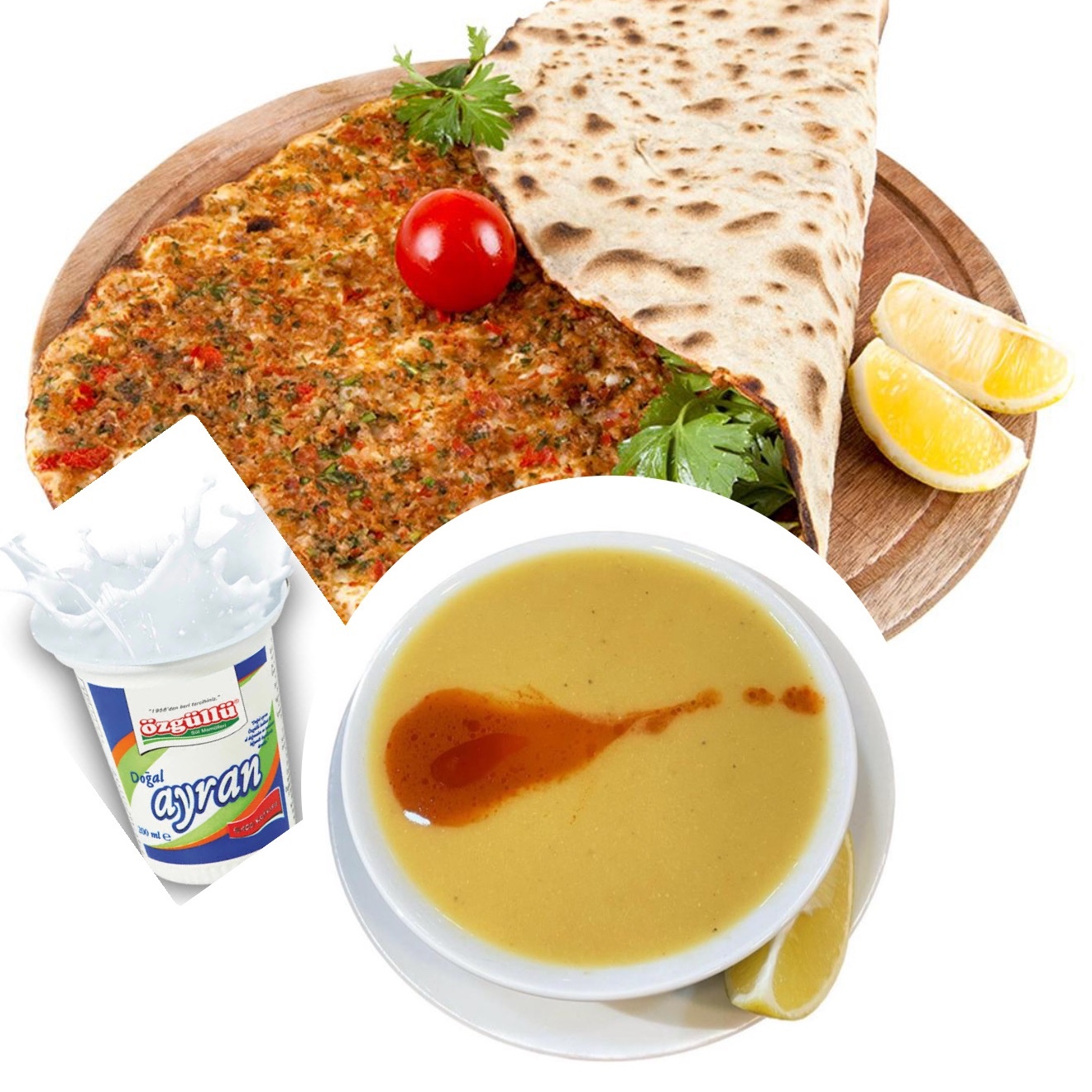 Lahmacun, Ayran, Çorba