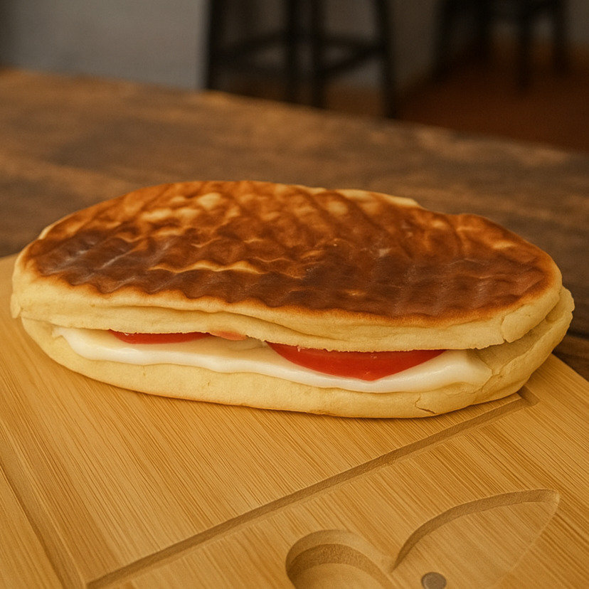 Bazlama Ekmeğine Kaşarlı, Domatesli Tost