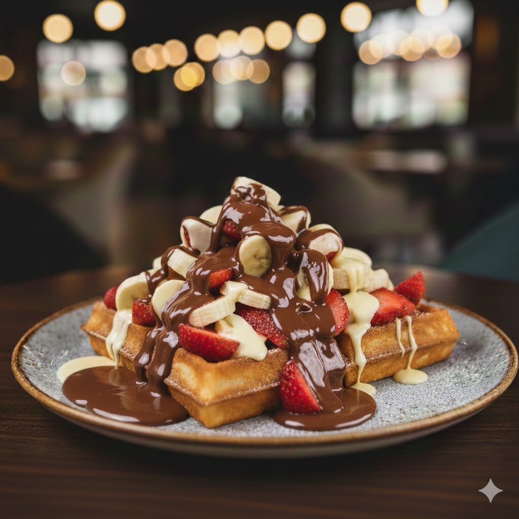 Paris Waffle (Çilek/Muz/Sütlü Çikolatalı Sos)