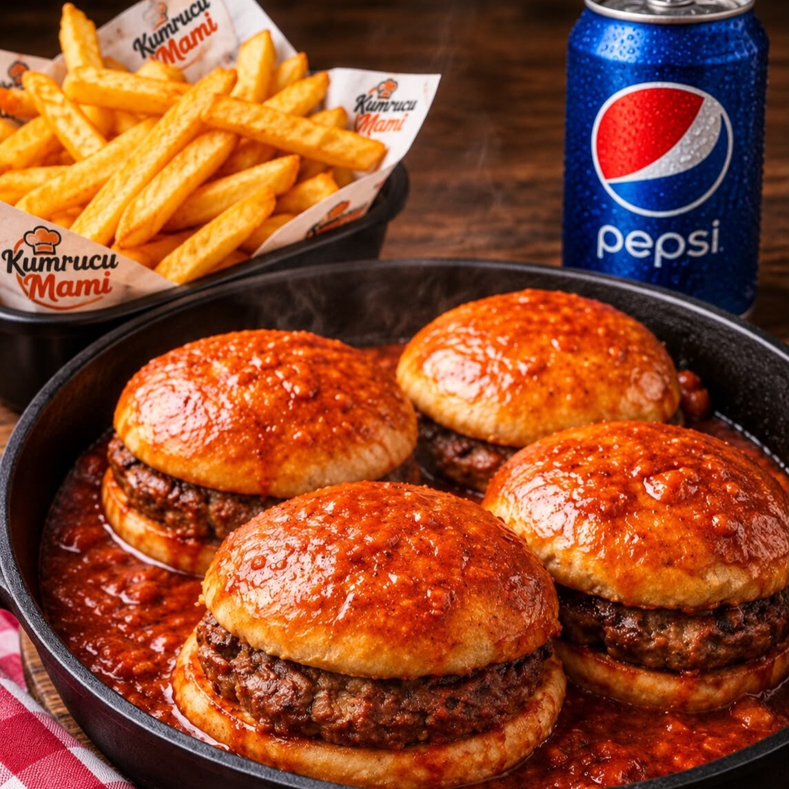 ıslak hamburger 3'lü menü