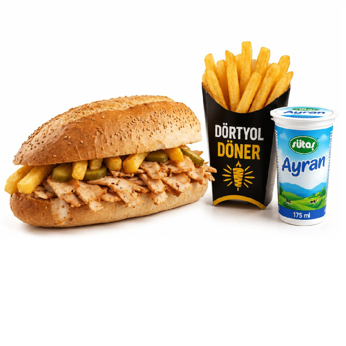 Yarım Ekmek Tavuk Döner Menü