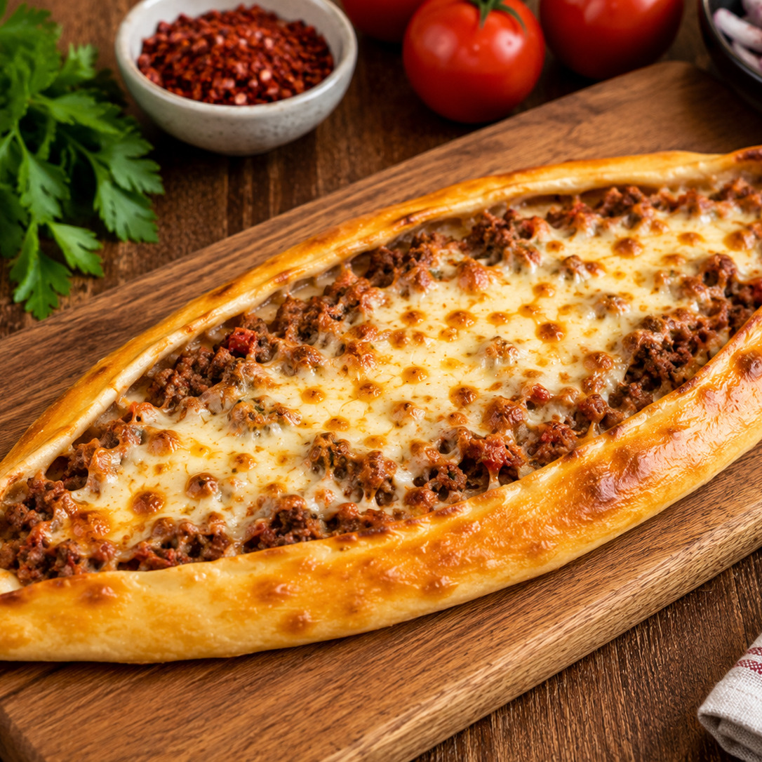 Kıymalı Kaşarlı Pide