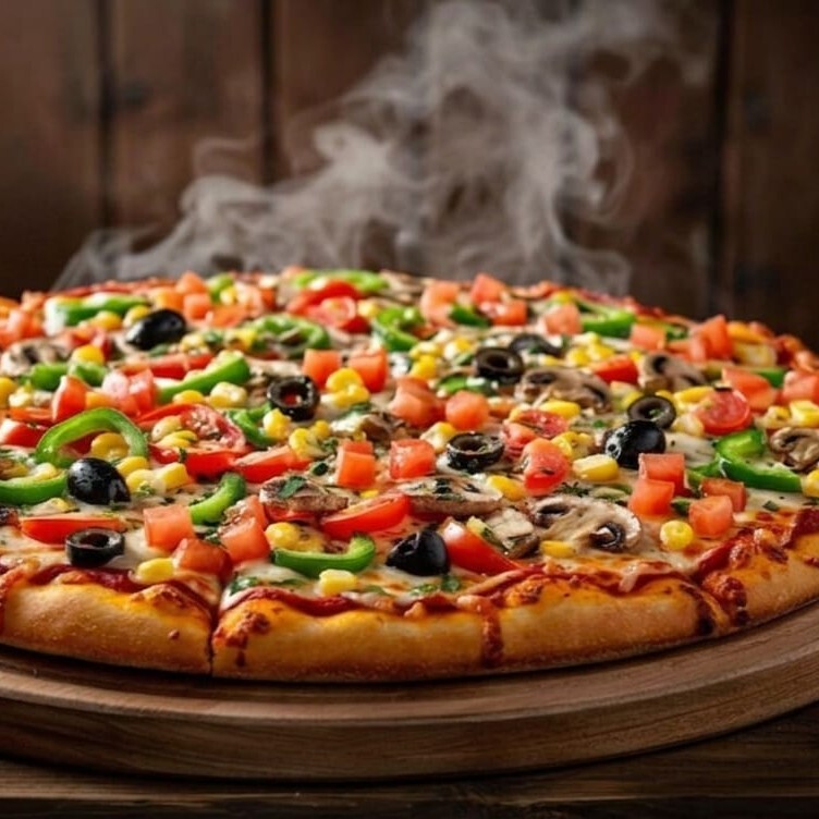 Acılı Vejeteryan Pizza (Büyük) Domates Acı Jelapeno ve Mantar Biber Gurme VIP Pizzacı Pizza