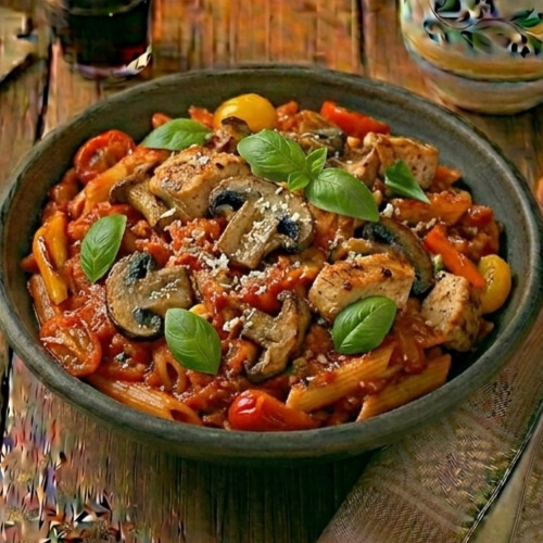 Domates Soslu Tavuklu Mantarlı