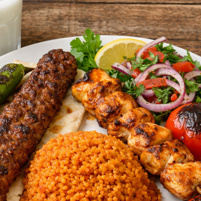 1 Kanat 1 Adana 1 Tavuk Şiş +Ayran