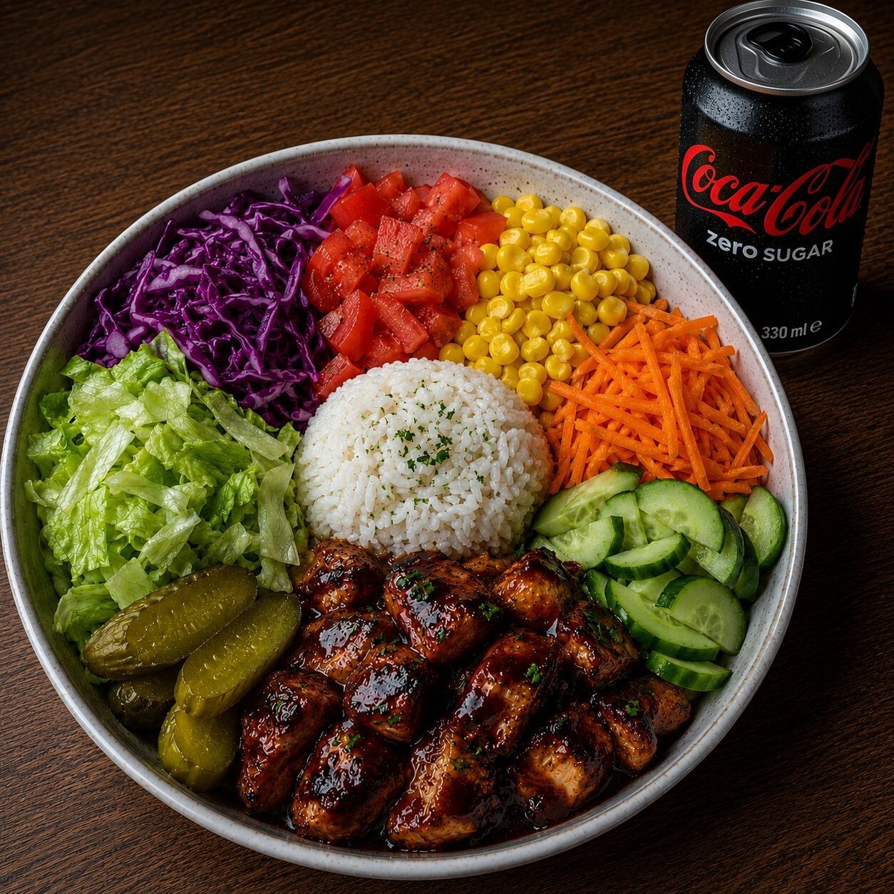 Barbekü Soslu Tavuk Bowl + Coca Cola